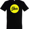 T-Shirt in schwarz mit gelbem Aufdruck, Kreis mit "MOIN"