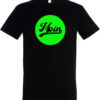 T-Shirt in schwarz mit grünem Aufdruck, Kreis mit "MOIN"