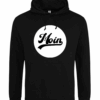 2025-Moin-weiss-hd-bk Hoodie, Kapuzenpullover in schwarz mit weißem Aufdruck, Kreis mit "MOIN"
