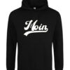 2025-Moin2-weiss-hd-bk Hoodie, Kapuzenpullover in schwarz mit weißem Aufdruck "MOIN"