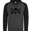Hoodie, Kapuzenpullover in schwarz/grau mit schwarzweißem Aufdruck, "PAULIZEI Skull"