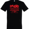 T-Shirt in schwarz mit weißem Aufdruck, "PAISTE 2002