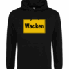 Hoodie, Kapuzenpullover in schwarz mit Aufdruck "WACKEN" Orstschild Hoodie, Kapuzenpullover in schwarz mit Aufdruck "WACKEN" Orstschild