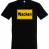 T-Shirt in schwarz mit Aufdruck "WACKEN" Orstschild
