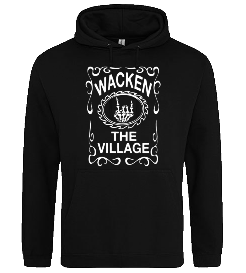 Hoodie, Kapuzenpullover in schwarz mit Aufdruck "WACKEN The Village"