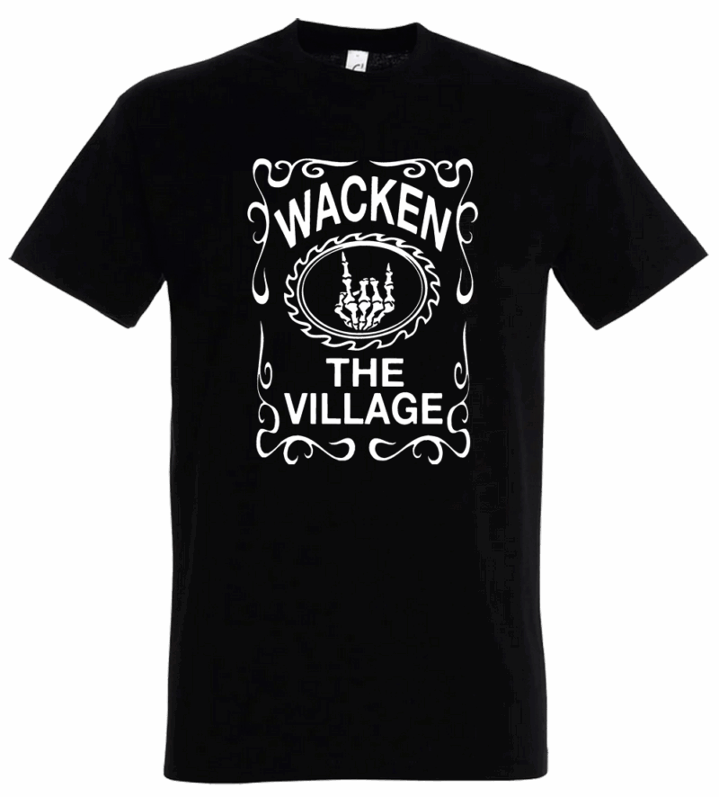 T-Shirt in schwarz mit Aufdruck "WACKEN The Village"