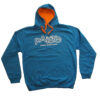 Contrast-Hoody-blue-orange Hoodie, Kapuzenpullover in blau/orange mit weißem Aufdruck, "PAISTE Cymbals and Gongs"