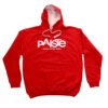 Contrast-Hoody-red-white Hoodie, Kapuzenpullover in rot/weiß mit weißem Aufdruck, "PAISTE Cymbals and Gongs"