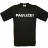 Kinder-T-Shirt in schwarz mit weißem Aufdruck, "PAULIZEI"